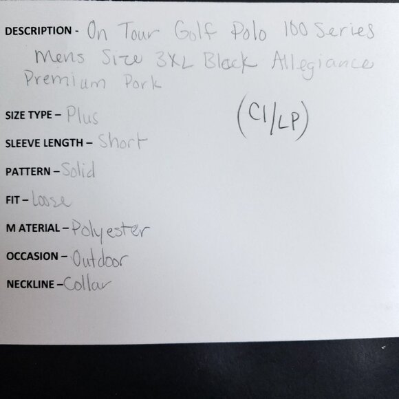 On Tour Golf Polo 100 Series Men's Size 3XL Black - Picture 7 of 7